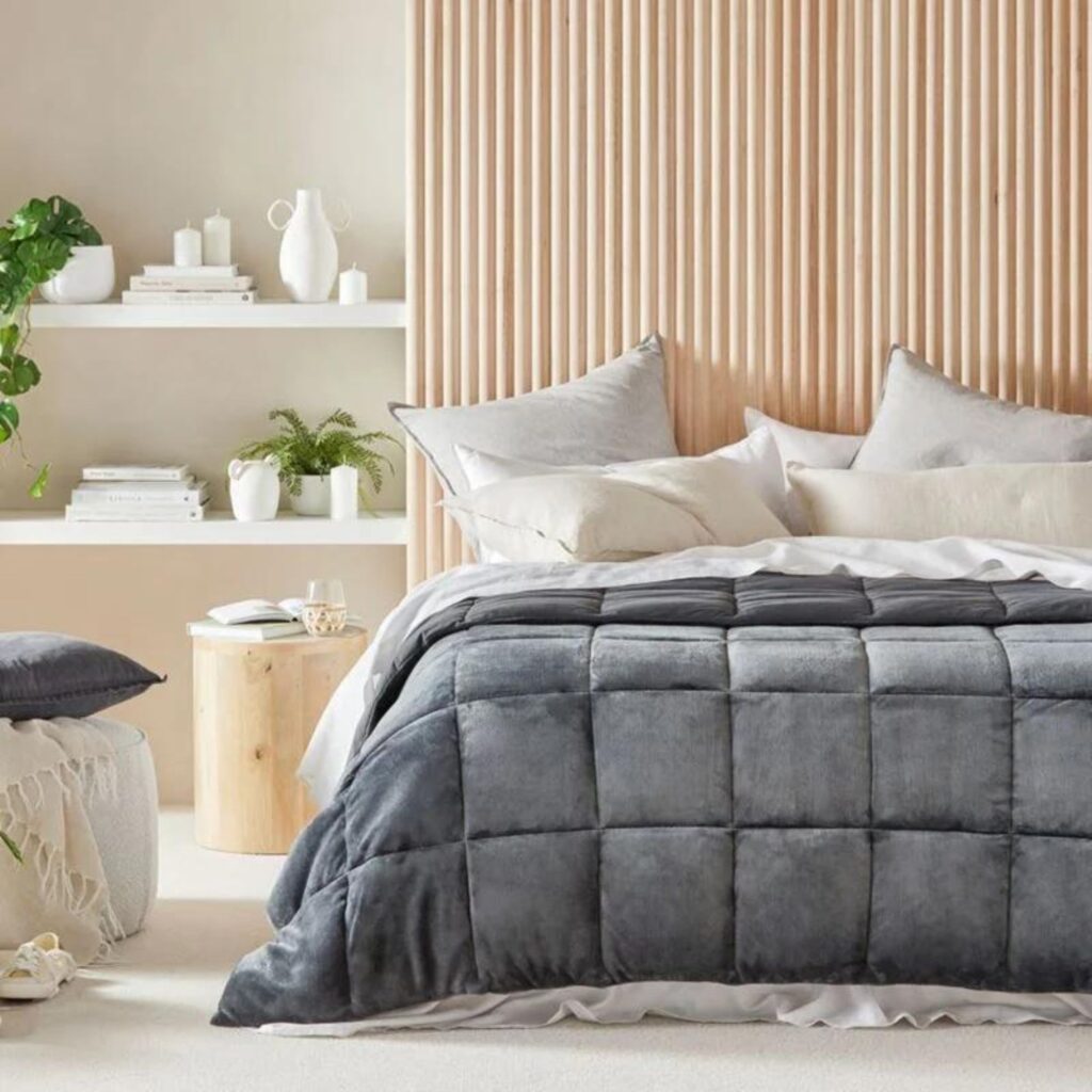 Adairs Plush Coal Quilted Blankets - warm blankets